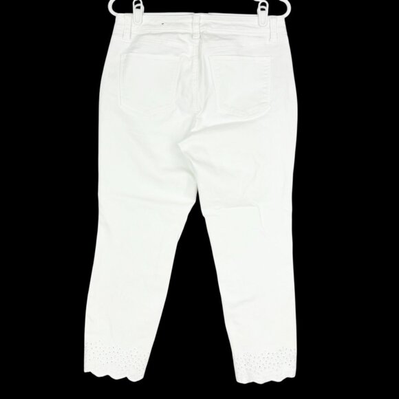 Talbots Women's Scalloped Hem Stretch Flawless Slim Ankle White Jeans Size 8P - Picture 2 of 10